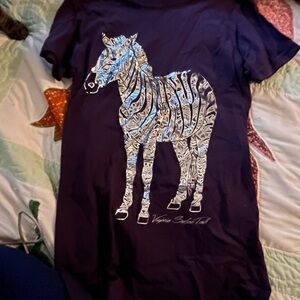 Navy Graphic Zebra Tee with Metallic Detail